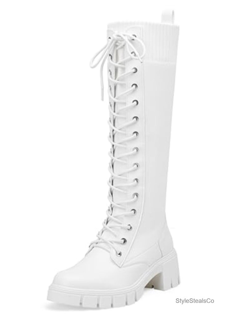 Women's Knee High Lace Up Combat Platform Boots